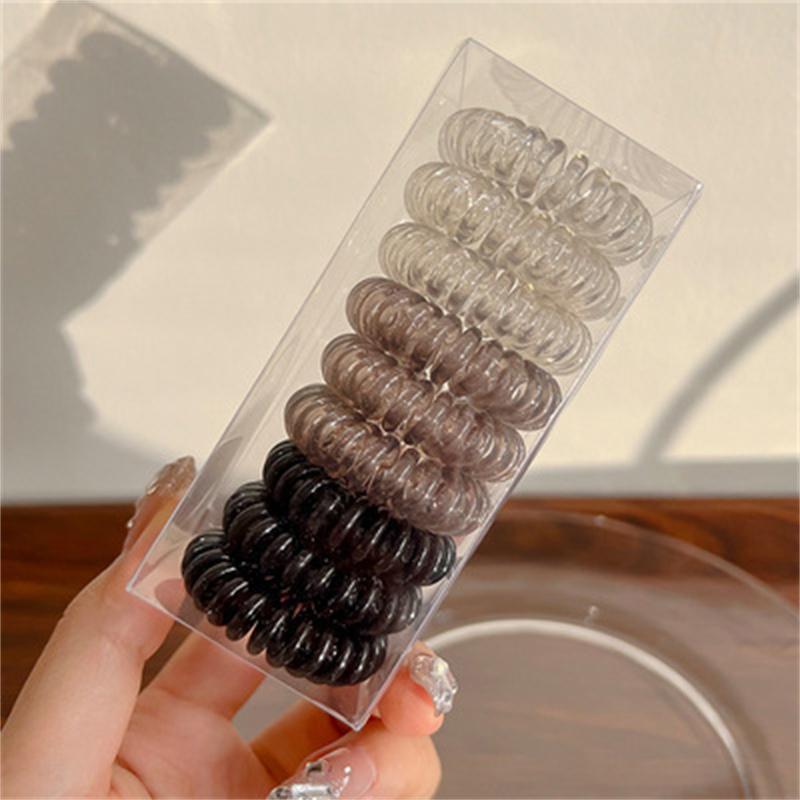 

9 шт. цветные эластичные резинки для волос из телефонной проволоки для девочек, головные уборы, держатели для хвостиков, резинки для женщин, шикарные аксессуары для волос коричневый