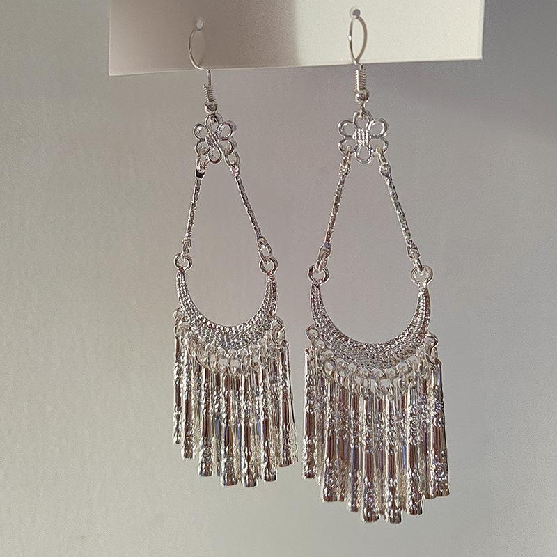 

Seaside vacation earrings flower fringed earrings blogger ear hook simple ethnic style sweet earrings in female