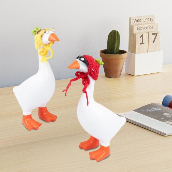Mini Knitting Hats with Sunglasses Cute Mini Goose Outfits Soft Knit Hat Sunglasses Decorations for Magnetic Goose Statue Small Pets