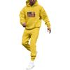 Men's Solid Color Flag Print Hooded Universal Versatile Hooded Sweatshirt Sweatpants Casual Sports Suit