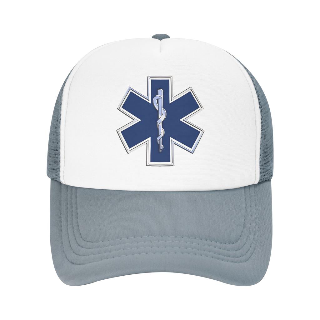 Paramedic Star Of Life  Sun Hats Healthcar Fashion Couple Women Mesh Trucker Hat Wholesale Design Kpop Rock Snapback Cap Gift