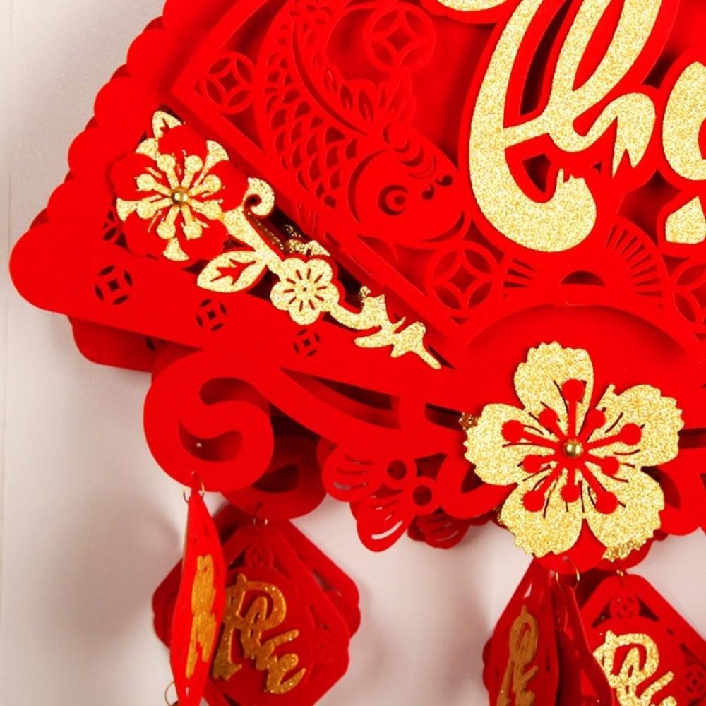 Vietnamese Lunar New Year Tet Pendant Felt Fabric with Tassel Spring Festival Hanging Traditional Spring Festival