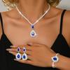 Classic multi-color pendant necklace, earring, bracelet set, sparkling wedding rhinestone, banquet, wedding chain set