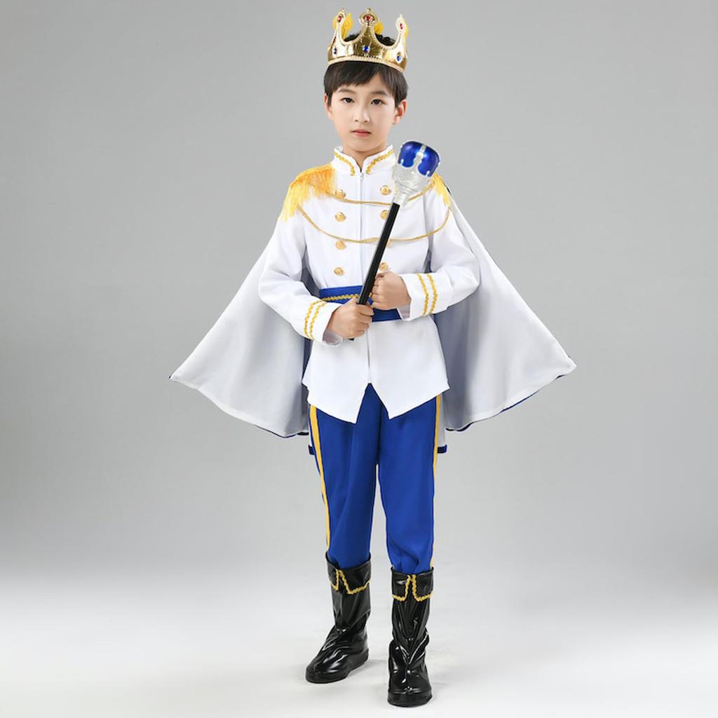 CSILOVEE Prince Halloween Set for Perfect for School Cultural and Parties Kids' Costume, 7-Piece (110cm), Boys, Halloween, Christmas, Parties,
