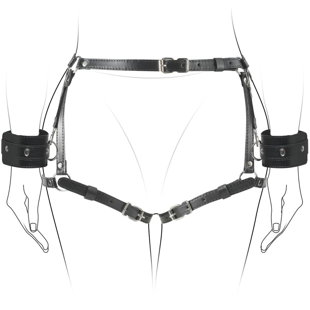 Women Sex Bondage Kit Restraints Leather Handcuffs Belt Harness Sex Toy Waist Cuffs Strap Adult SM Games Sex Toys for Couples