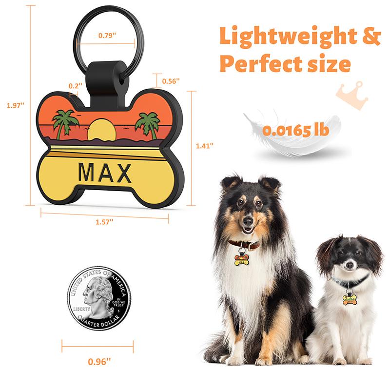 Custom Silicone Pet ID Tag Personalized Cute Bone Shape Dog Tag with Name & Phone Number Anti-Lost Collar Pendant for Dogs Cats