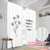 2pcs 2D Flat Printing Curtains Floral Motivational Quote 100% Polyester Without Electricity Holiday Decorations Perfect for