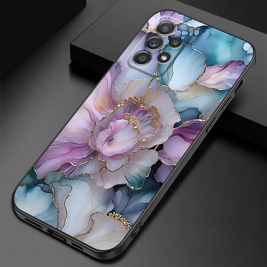 Marble Phone Case for Samsung Galaxy A71 A50 A21s A54 A41 A52s A51 A31 A53 A73 A55 A70 A16 A72 Black Cover