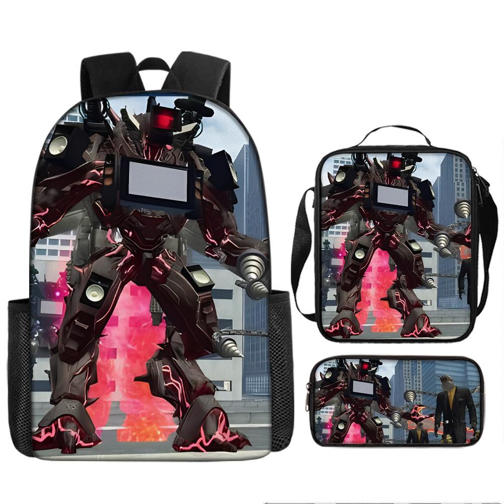 Zaino Spoof Skibidi Toilet Man Zaino Scuola Elementare Borsa Astuccio