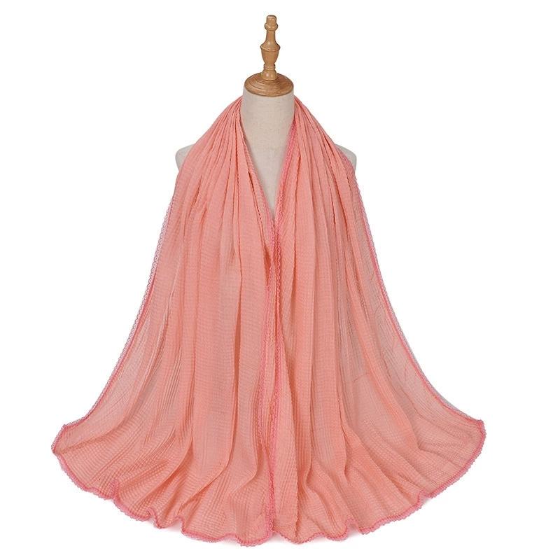 New Malaysia's Imitation Cotton Lace Scarf Honeycomb Wrinkle Veil Scarf Women's Shawl Head Scarves