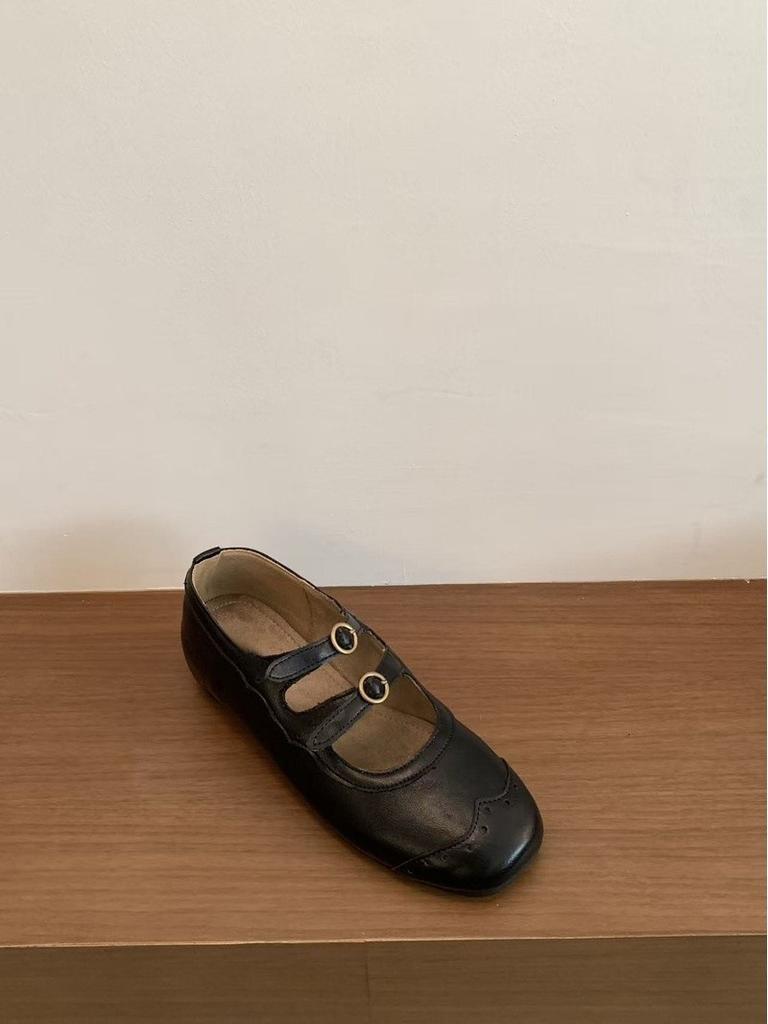 Inner height increase brown round head Mary Jane shoes small leather shoes autumn shoes with skirt single shoes ballet shoes
