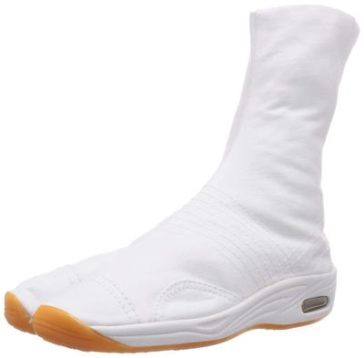 [SOKAIDO] Tabi Air Hikyaku Tabi (Japanese Split-toe Socks) with Zipper, Special Insole, and Velcro Closure. Men's White, Size 24 Cm (4E).