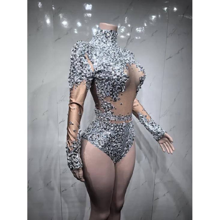 Costume Pole Dance à Sequins Or Argent Performances Danse Latine Boîte de Nuit Chanteur Spectacles Tenues de Danse Spectacles sur Scène
