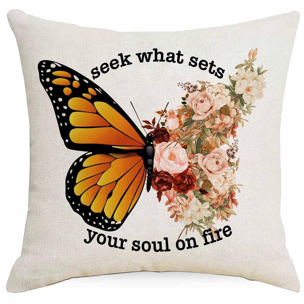 Western Summer Butterfly Bee Flower Pillowcase Home Sofa Cushion Pillowcase Decoration