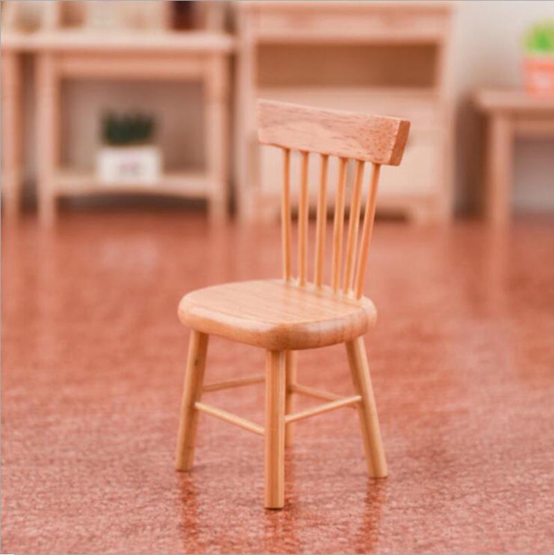 Simulation Mini Wood Chair Furniture Model Toys For Doll House Decoration 1/12