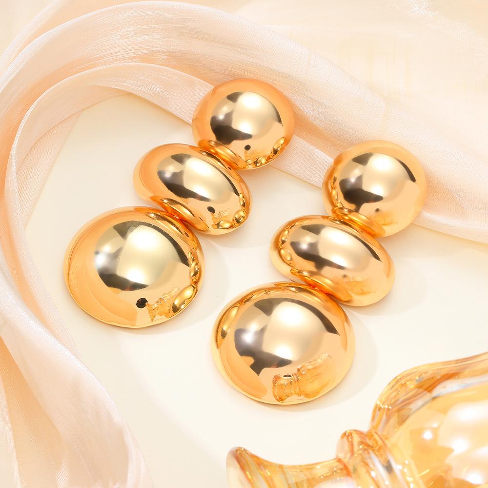 Exaggerated Geometric Round Dangle Earrings - Light Luxury Women s High-End Style