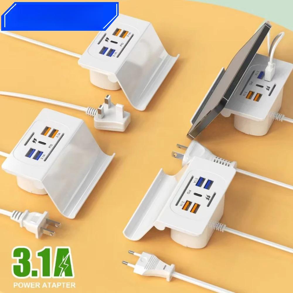 New 3.1A 6USB Multi-Port-Function Desktop Stand Mobile Phone Charger Fast Charging Socket Charging US/EU/UK Plug