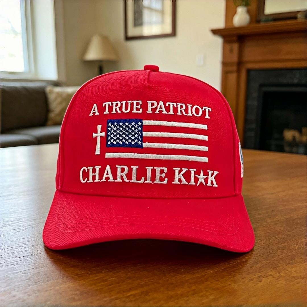 A True Patriot Charlie Kirk Embroidered Baseball Cap American Flag Cross Adjustable Trucker Hat For Men Women Patriotic Gift Adjustable