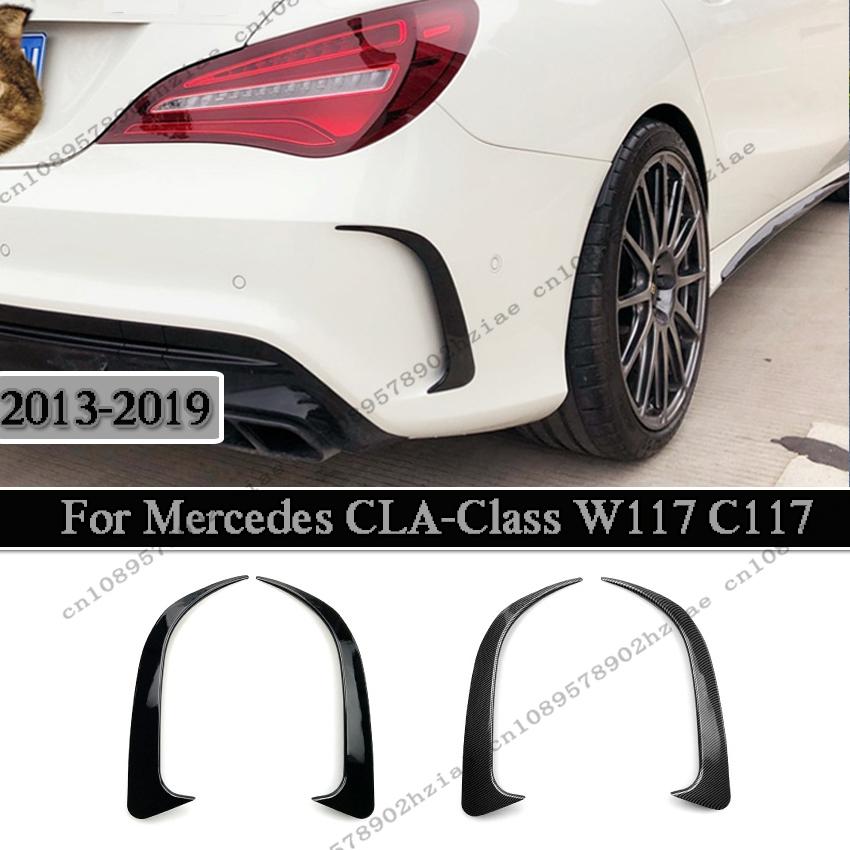 2pcs Gloss Black Rear Bumper Spoiler Fins Trims For Mercedes-Benz CLA-Class W117 C117 CLA200 220 250 260 45 AMG 2013-2019 Tuning
