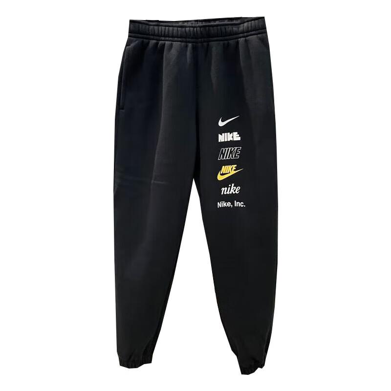 Nike Logo Printed Crew Neck Pullover American Vintage Long Sleeve Fleece Warm Casual Cuffed Knit Pants Sweatshirt Set DX0796-010+DQ4913-010