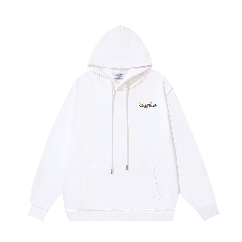 1281 Off-White 2026 Autumn/Winter New Plant Flower Printed Pattern Hoodie Hoodie for Men and Women