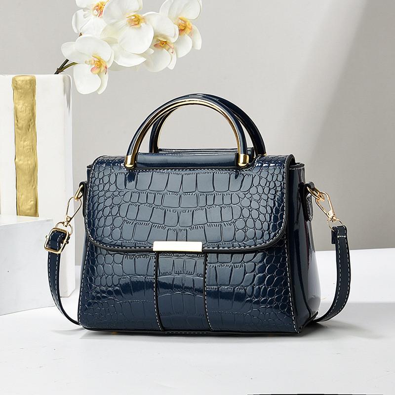 Vibrant Stylish Pu Small Handbag With Glossy Finish And Crocodile Print Trendsetters For