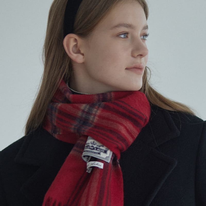 NONLOCAL Daily Check Wool Muffler - Red Check