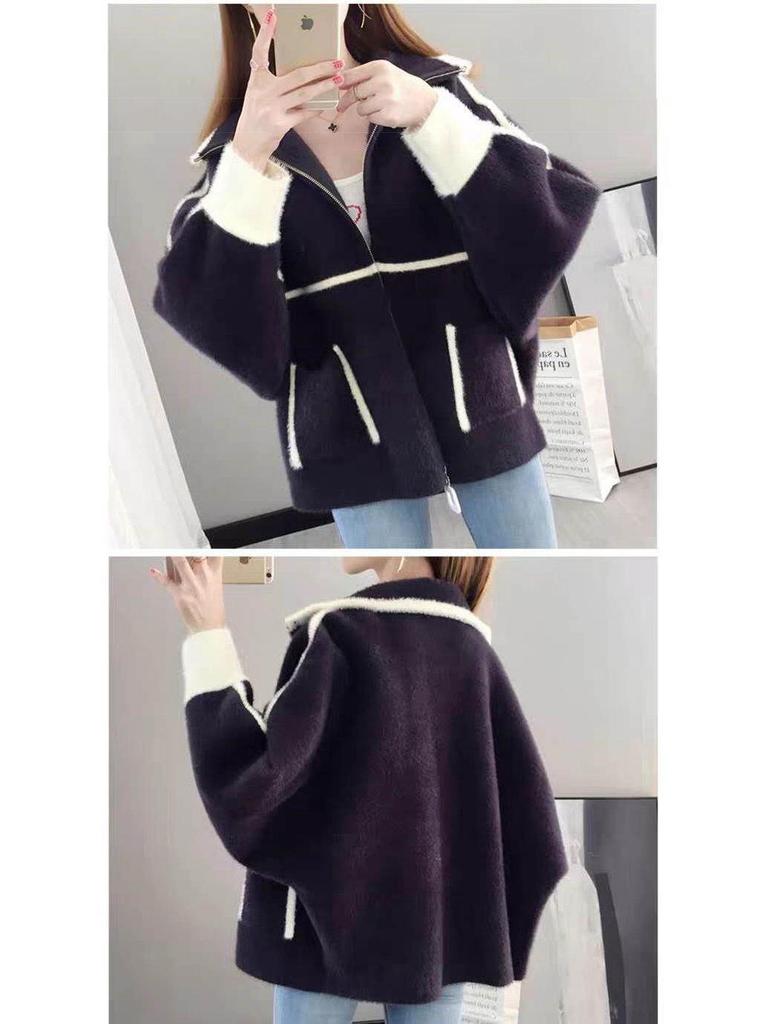 Women's Autumn & Winter Knit Cardigan: Loose Denim College Style Versatile Casual Outerwear