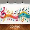 One 2D Flat Music Festival Theme Backdrop, Featuring Colorful Musical Notes and Vibrant Vortex Patterns