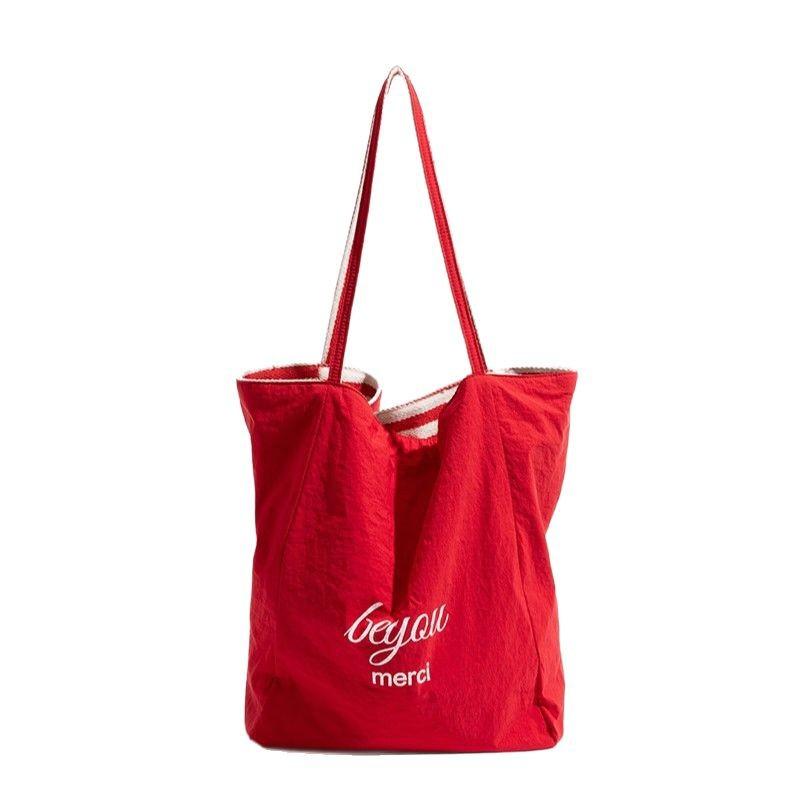 Striped Canvas Bag Women'S Tide Summer Korean Niche Tote Bag Casual Large-Capacity Shopping Bag Bag