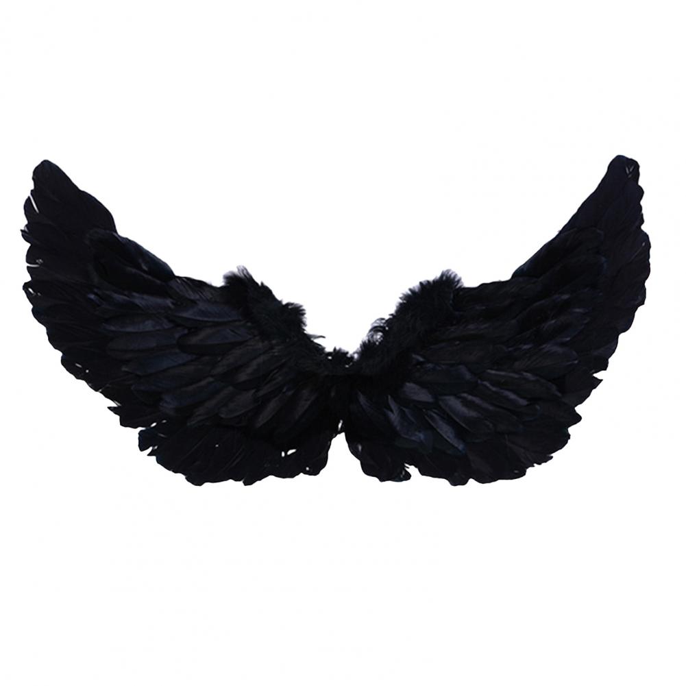 

Angel Wings Costume Set for Kids – Feather Wings with Headband & Wand, Dress Up Props for Halloween Cosplay Party XXL чорний