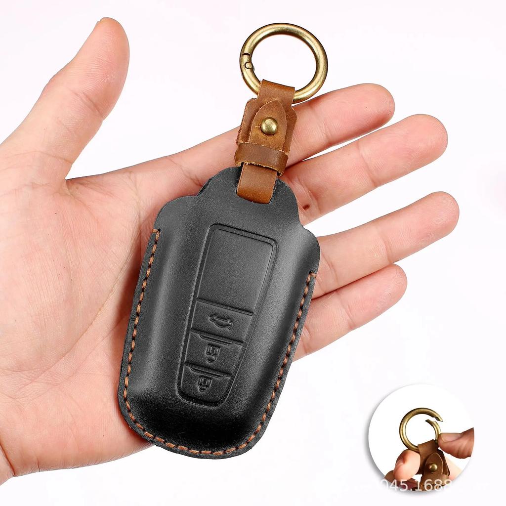 Leather 2/3/4 Button for Toyota Camry CHR Corolla RAV4 Avalon Land Cruiser Prado Prius 2017 - 2022 Car Key Cover Leather Key Fob