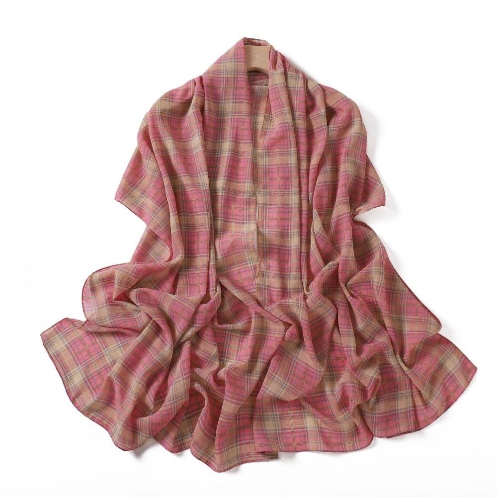 Chiffon British Plaid Print Scarf Long Women s Hijabs Fashion Shawl Wraps 01