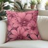 Pink Dahlia Art Square Jacquard Pillow Cover for Sofa Office Waist Cushion Cover Home Decorative Pillowcase