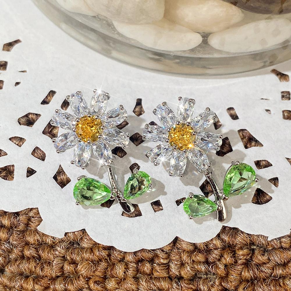 Huitan Frischer Stil Gelbe Blume Ohrringe Damen Ästhetische Ohr-Accessoires für Party Ausgefallenes Geburtstagsmädchen Geschenk Statement Schmuck