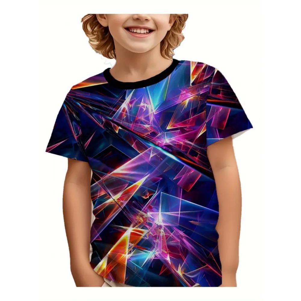 Children's Clothing T-Shirts for Boys Moon Pattern 3D Print Streetwear Short Sleeved Tops Quick-Drying T-Shirts for Children