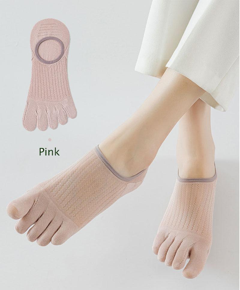 Men's Summer Ultra-thin Five Finger Socks Anti-slip Silicone Invisible Boat Socks Solid Color Cotton 5 Toe Socks Split Toe Socks