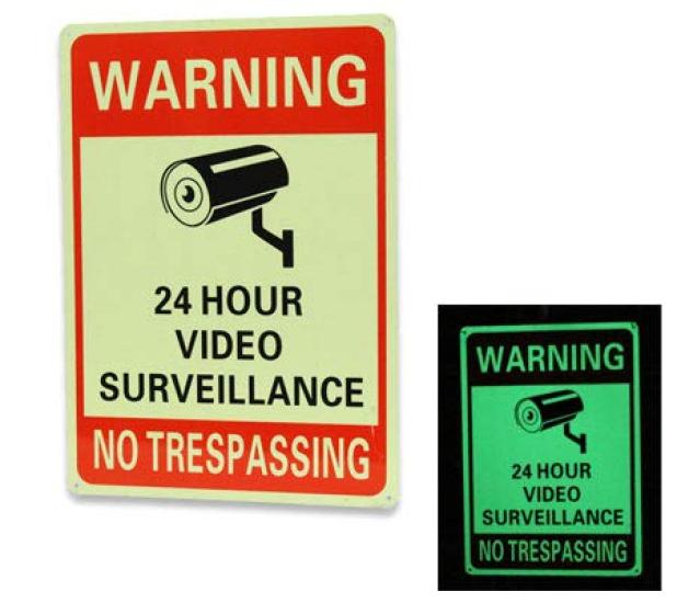 Security Sign Square Plate, Luminous,