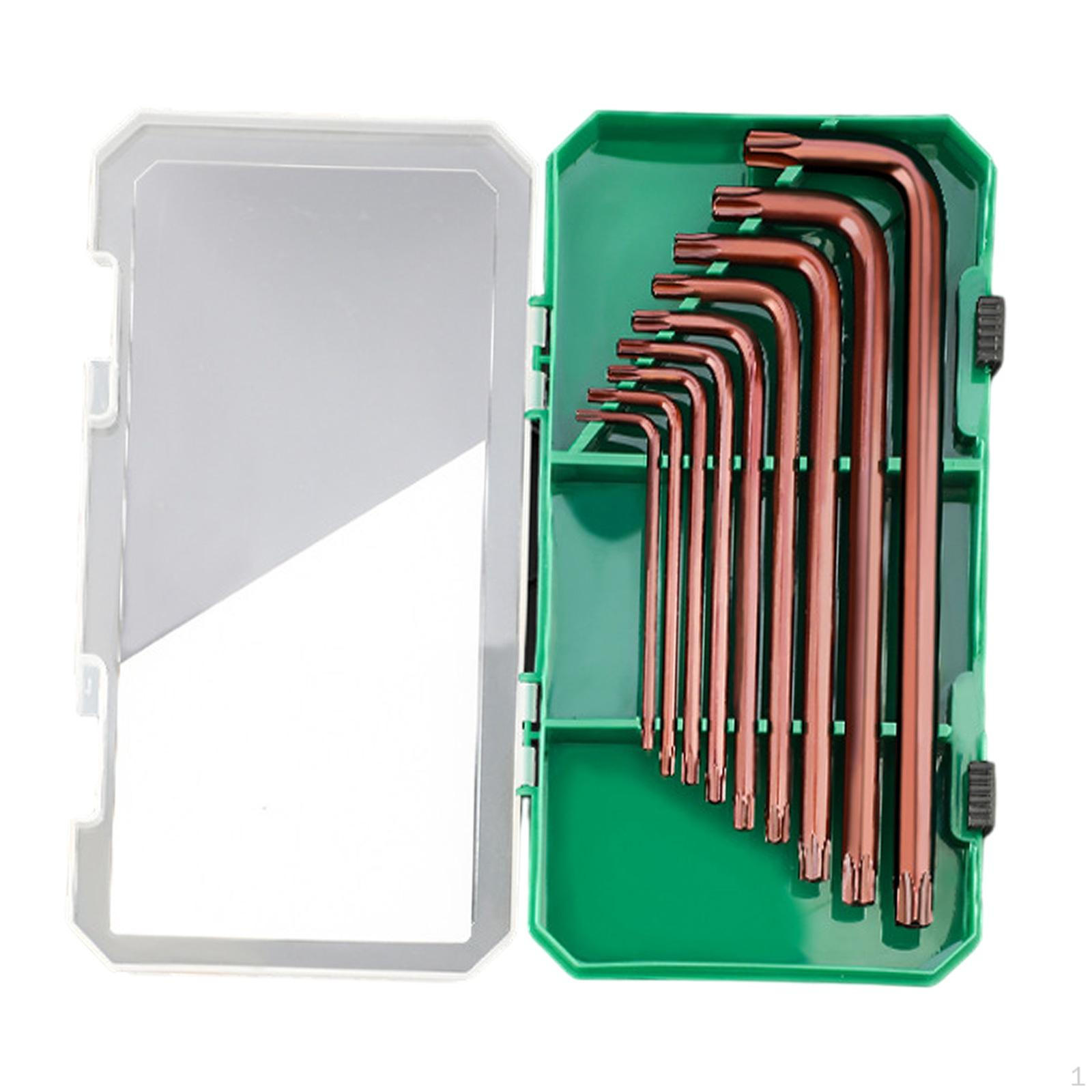 

Набор из 9 шестигранников-звездочек T10-t50 с кейсом для переноски, Г-образная отвертка из стали S2 для ремонта автомобилей