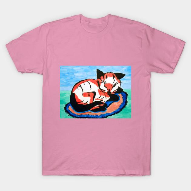 T Shirt Women Sleeping Kitten Harajuku Print Kawaii Tshirt Summer Short Sleeve Female T-Shirt Top Tee