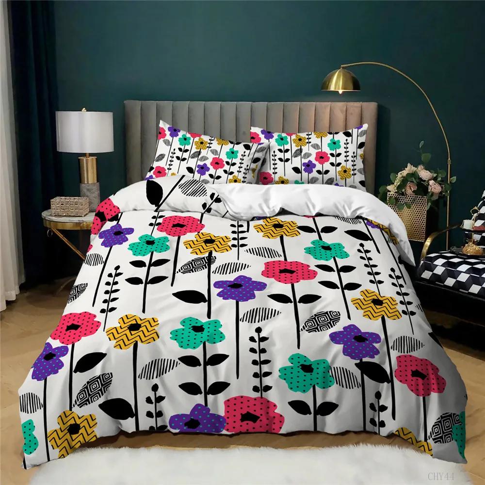 Fresh Flowers Quilt Cover Set  Bed Linens Bedding Adults Winter Duvet Cover Twin Full Queen King Bedroom Set Housse De Couette