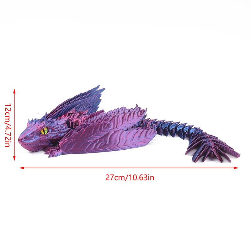 Gefiederter Wyvern Drache 3D gedruckter Drache Beweglicher Drache Drache 3D gedrucktes Spielzeug Desktop Haustier