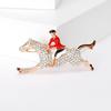 Rhinestone Decoration Horse Rider Brooch Baroque-Style Lapel Decoration  Men Women