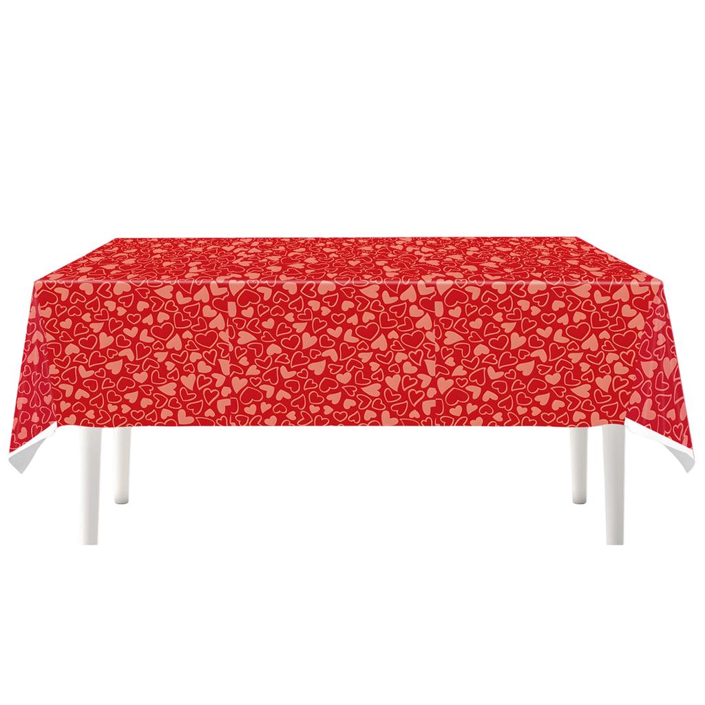 Valentine's Day Themed Disposable Heart-shaped Party Tablecloth.