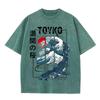 2026 Summer Men Japanese Trendy Graphic Print T Shirt 100 Percent Pure Cotton Loose Fit Soft Breathable All Match Daily Street H