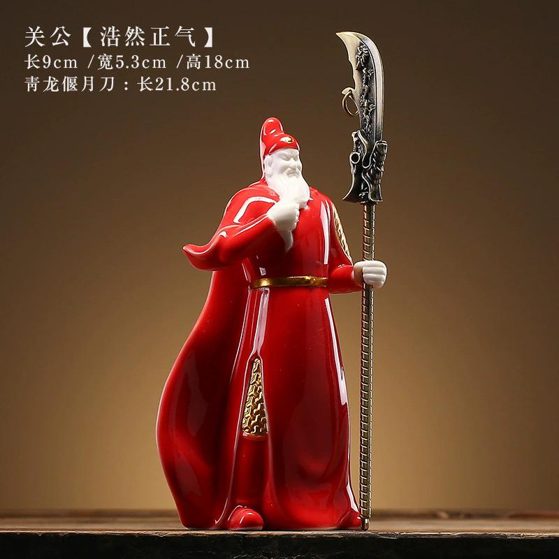 Chinese Guan Gong Statue, God of Wealth & Warrior Figurine, Ceramic Decoration for Home Office Desk, Blessing for Fortune