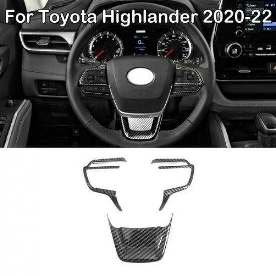 Carbon Fiber Steering Wheel ABS Cover Trim For Toyota Highlander 2020 2021 2022<