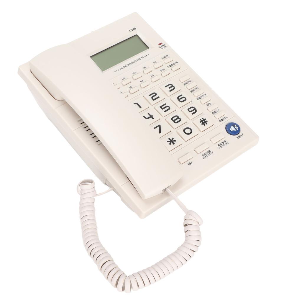 C268 Corded Standard Phone HD LED Screen Hands Free Speakerphone Landline Phone for Home Office