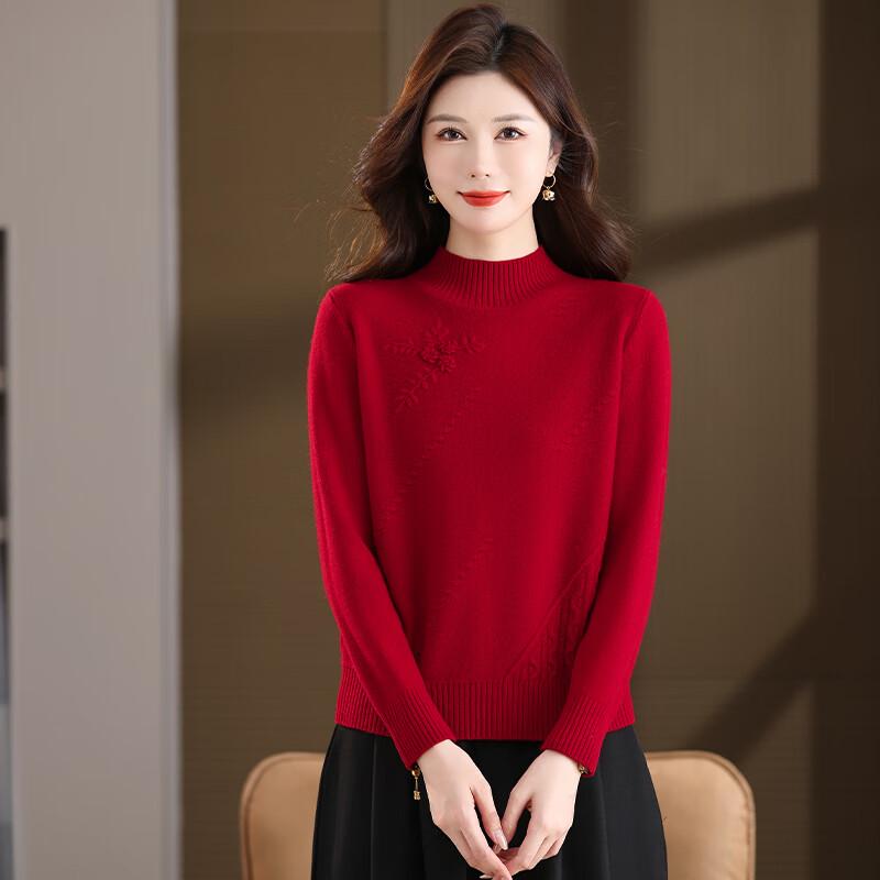 

Women s 100% Pure Wool Half-High Collar Sweater M