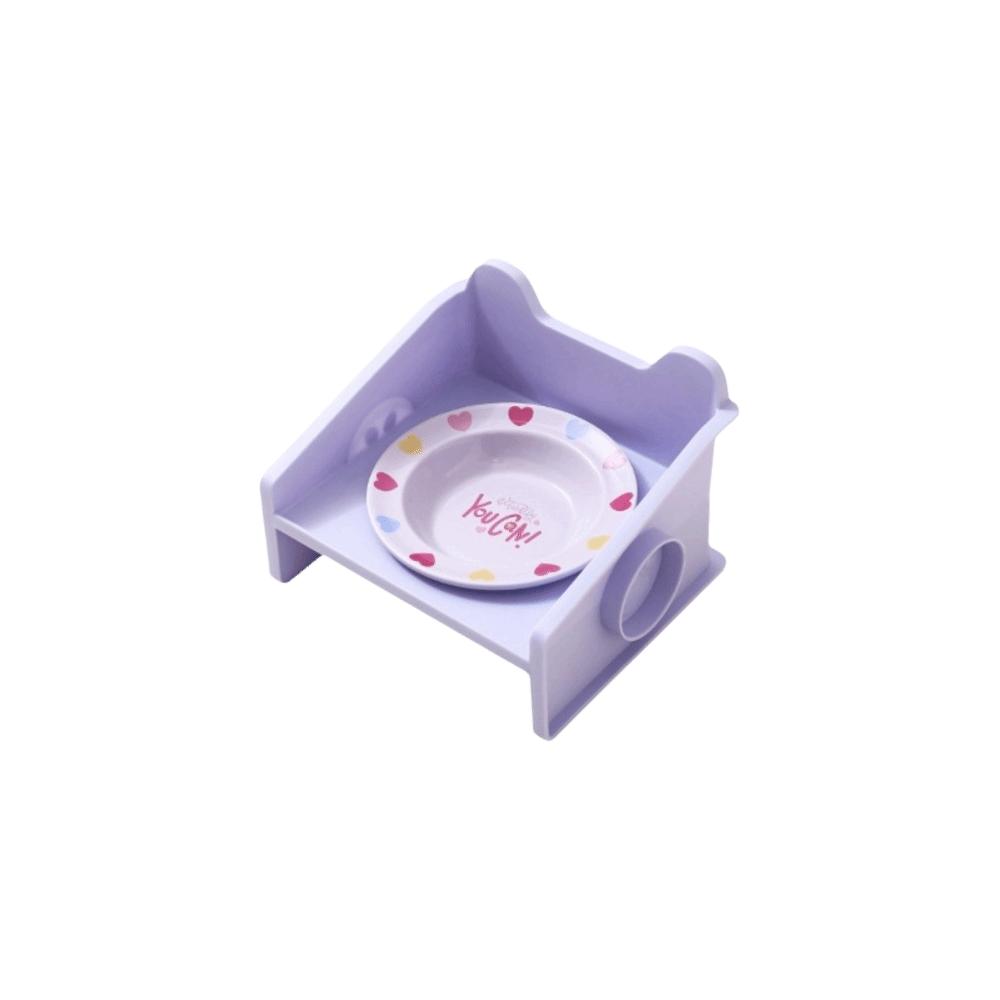 

Leak-Proof Ceramic Bowls Square Design Anti-Leak Rack Cartoon UFO Pet Bowl Set Food Holder Style D